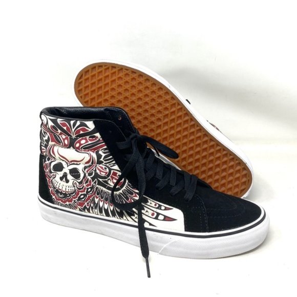 VANS SK8-Hi Shoe For Men Skate Brown Black Canvas Suede Sneaker Custom Alsu01239 - Picture 6 of 8